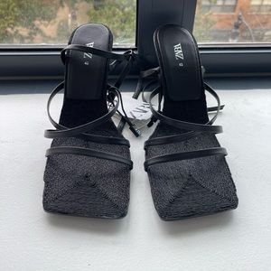 Zara “Bottega Veneta” Dupe Heeled Leather Sandals